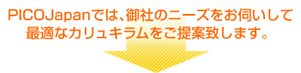 PICOJapanでは、御社のニーズをお伺いして 最適なカリュキラムをご提案いたします。